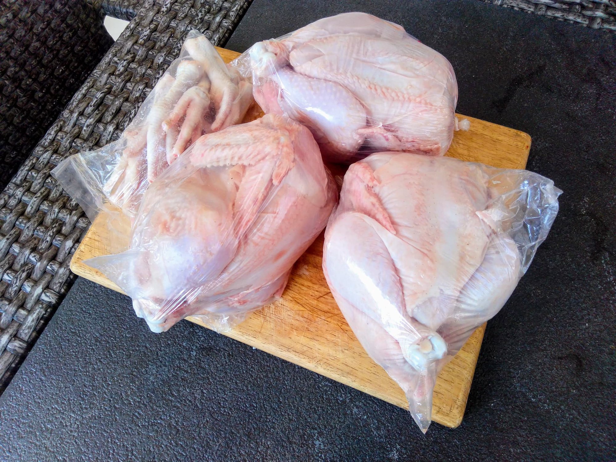 Poulets fermiers conditionnés sous vide
